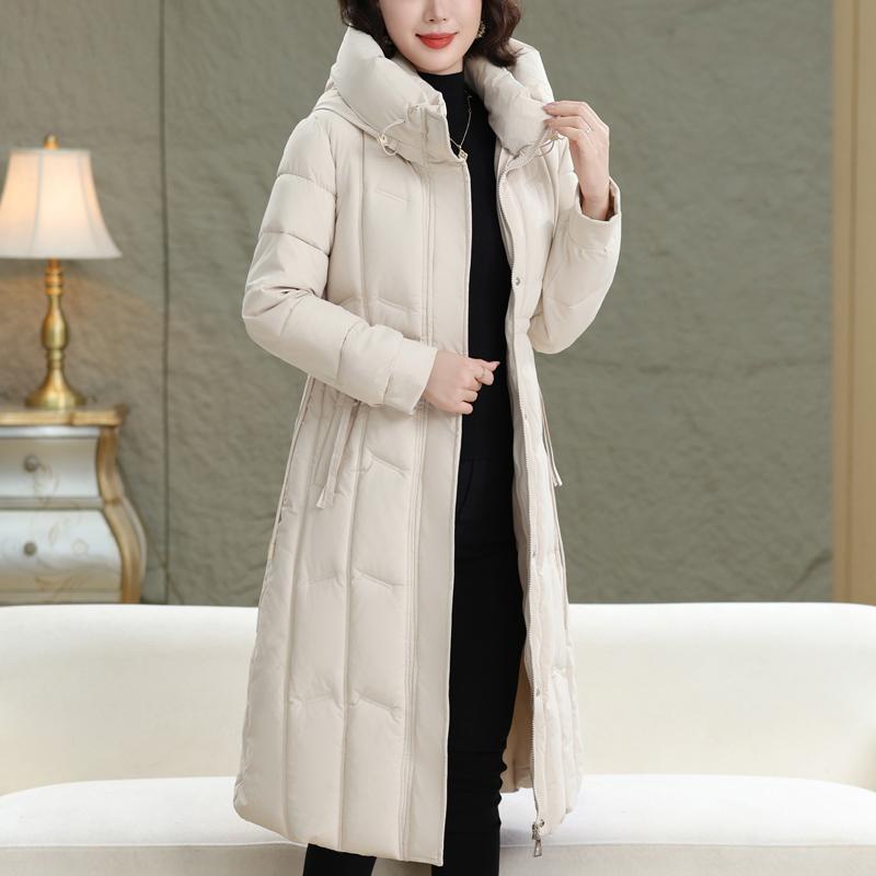 Plus Size XL-5XL Middle Age Women Long Coats Winter Parkas Hooded Thick Warm Elegant Women's Jackets