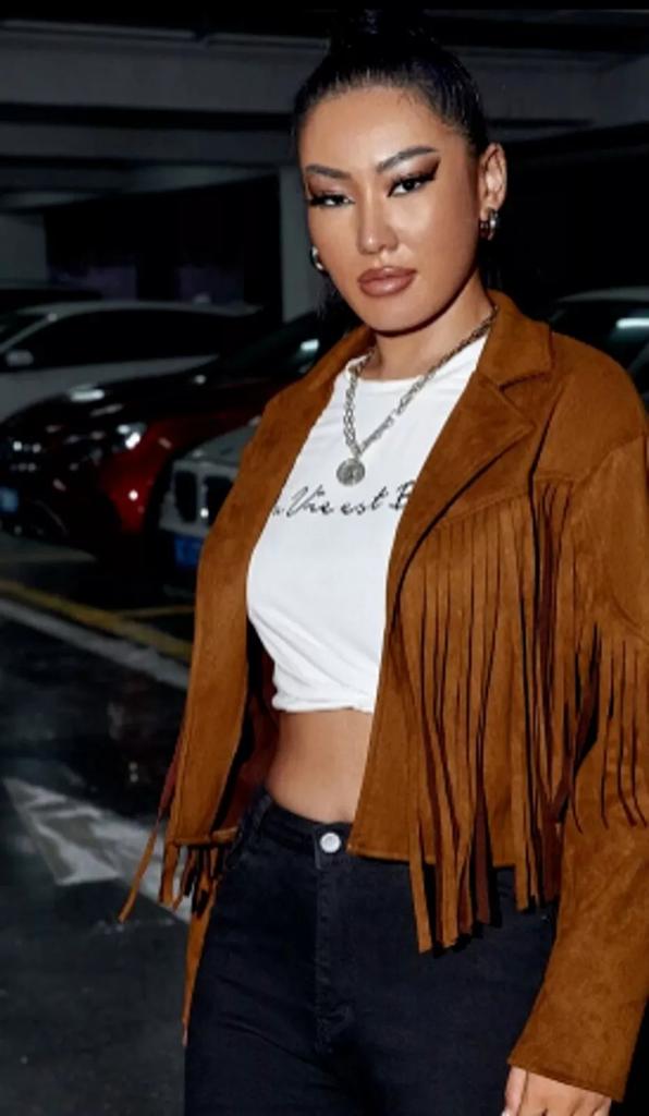 Veste Femme en Daim Marron Noir Élégante Fait Main Cuir d'Agneau Véritable Motard Moto