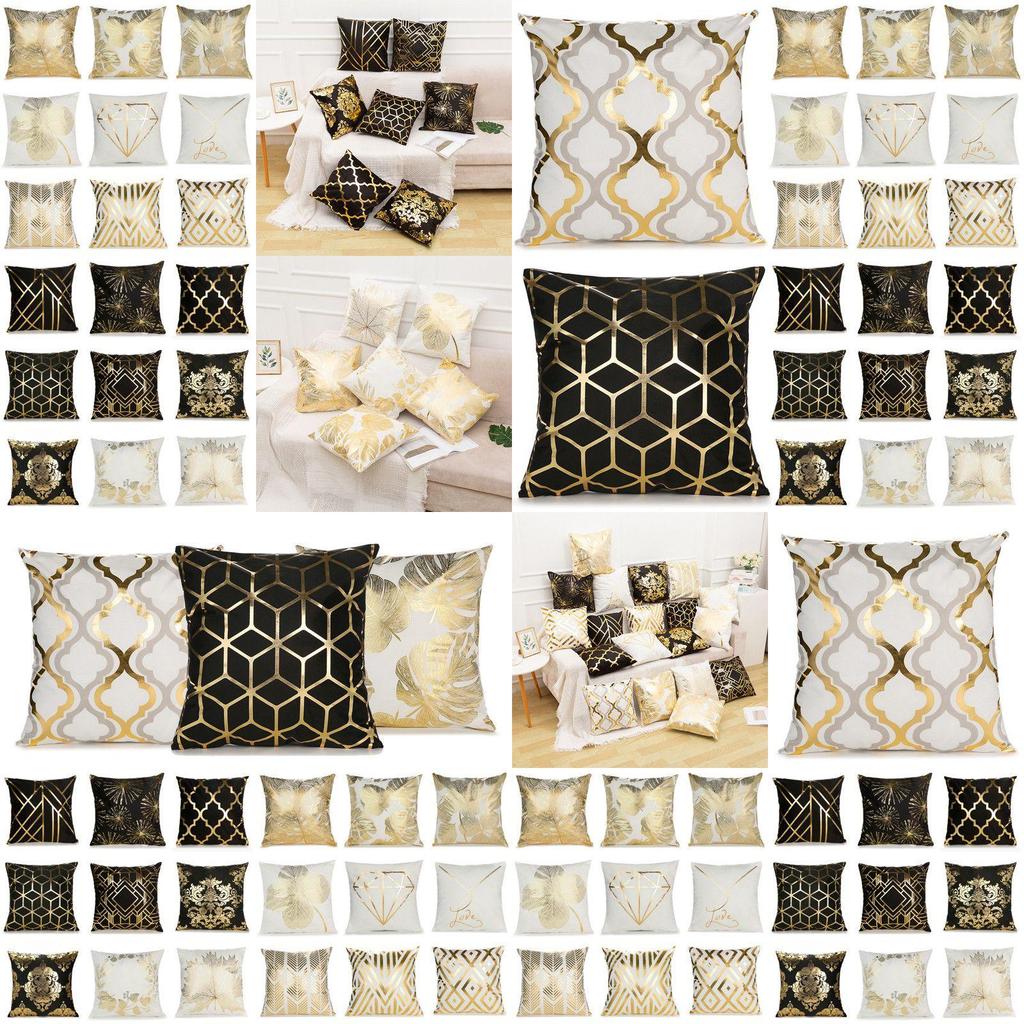 Premium Single Side Printed Bronzing Geometric Cushion Cover Perfect For Sofa And Bed Decor