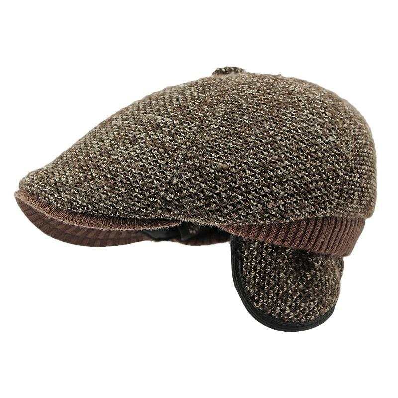 In the elderly woolen hat men's autumn and winter cap piled thickened warm beret ear protector octagonal hat tide