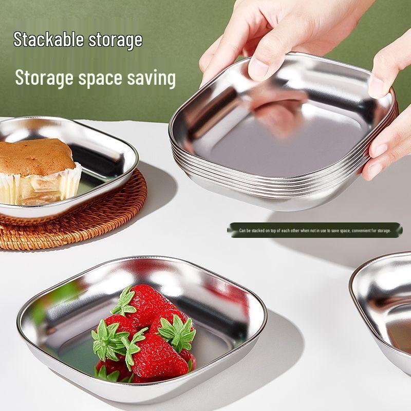 ZISIZ Square Stainless Steel Bone Dish Set