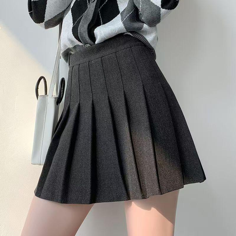 Women s Woolen High Waist Pleated A-line Skirt - College Style Slimming Skirt for Autumn/Winter 3XL
