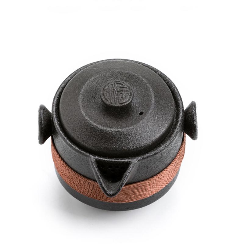 High Grade Black Pottery 1 Pot 2 Cups Tea Sets Portable Travel Home Office Cups Ceramic Tea Coffee Container With Bag