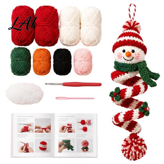 DIY Handmade Holiday Decorations Crochet Spiral Ornament Kit for Adults Beginners Christmas Craft Set Fun Winter Indoor Activities with Yarn Hook,