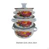 3 Pieces Enamel Stockpot Cooking Pot Floral Design and Handles Stew Bean Simmer Deep Soup