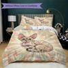 Cute kitten Pattern Bedding uilt Set uilt Cover Pillowcase Home Decoration Birthday Gift (1 * duvet cover + 2 * pillowcase  without core)