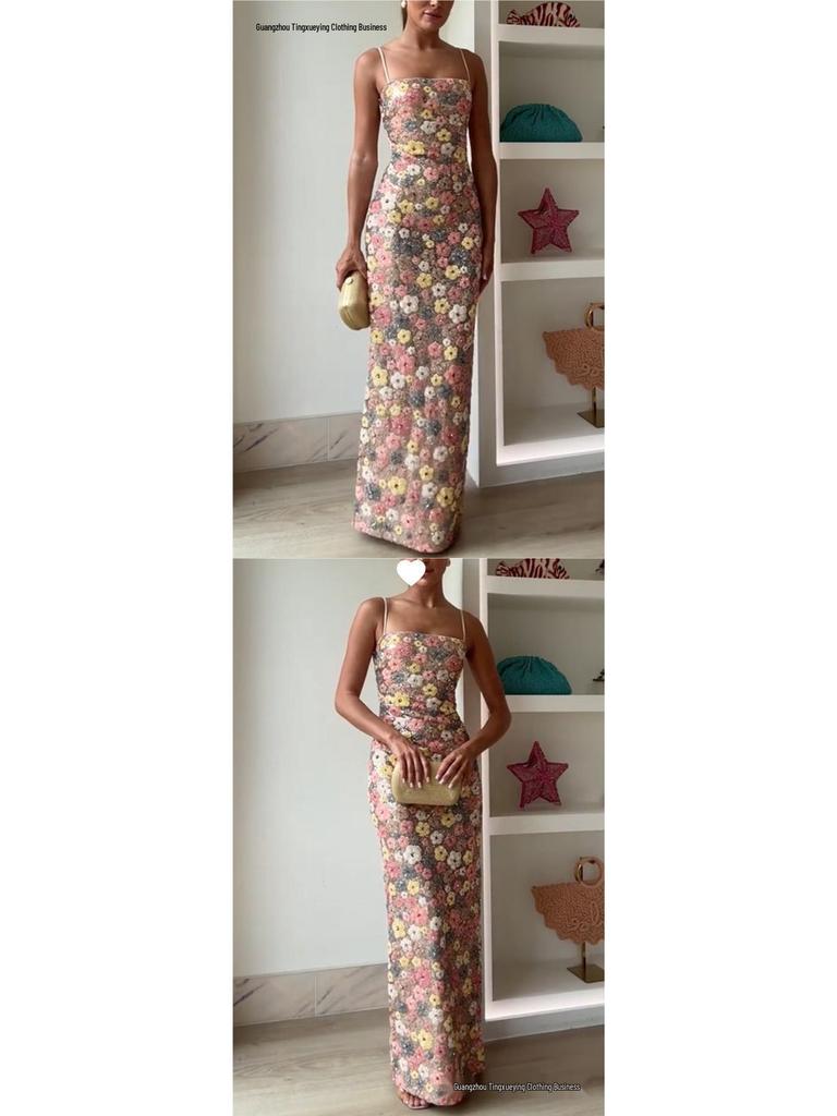 2026 European Spring/Summer Sequin Spaghetti Strap Bodycon Party Dress