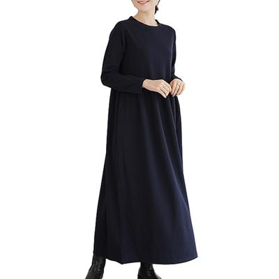 MaadeaNoeTe Long Long Round with Loose Solid High Perfect for and Winter Women's Dress, Sleeves, Neck, A-Line, Slimming, Pockets, Fit, Color, Waist,