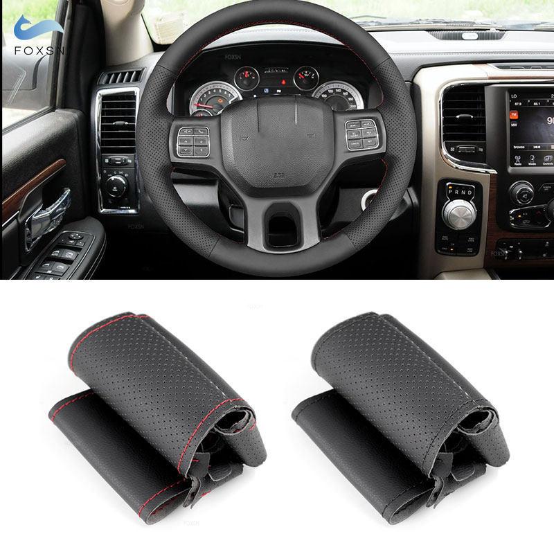 For Dodge RAM 1500 Classic 2012- RAM 2500 3500 5500 2012-2018 Car Interior Steering Wheel Cover Perforated Leather Trim