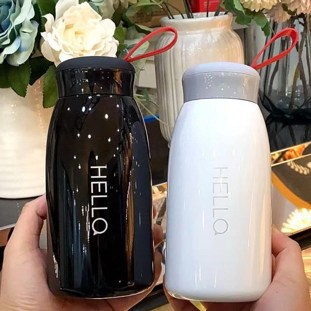 

360/520ML Thermal Cup Stainless Steel Travel Coffee Cup Cute Vacuum Flask Black-360ml