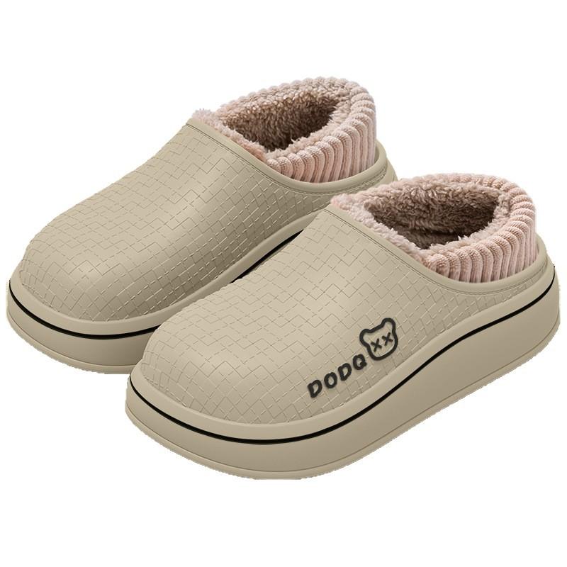 Waterproof cotton slippers autumn and winter home interior 2025 new non-slip warm velvet bag and cotton shoes