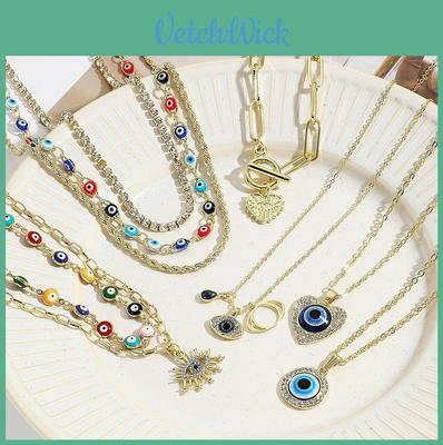 Popular European And American Devil Eye Pendant Necklace With Multiple Layers Stunning Alloy Material