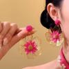 Silver Needle Raffia Flower Stud Earrings - Elegant Holiday Style, Light Luxury, High-End Niche Design