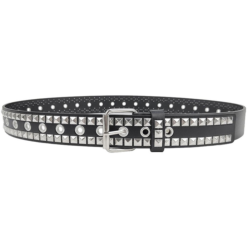Female Pin Buckle Belt Aesthetic Belt Cool Square Rivet Studded Waistband Jeans Belt Waist Ornaments Girl Waiststrap