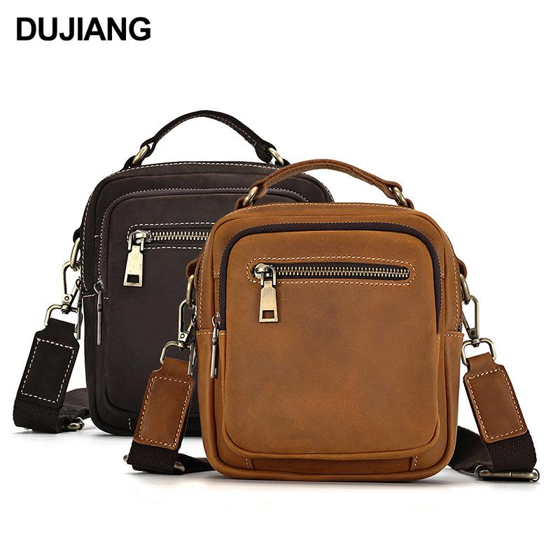 Men'S Genuine Leather Messenger Bag First Layer Cowhide Retro Simple And Versatile Men'S Shoulder Bag
