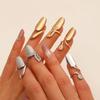 Nail Ring Lightweight Adjustable Size Mirror Metal Surface Non-Falling Off Nail Art Jewelry