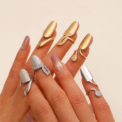 Bague d'ongle Légère Taille réglable Miroir Surface métallique Ne tombe pas Bijoux d'art pour ongles