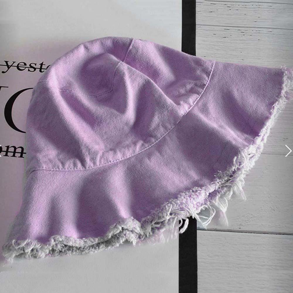 Foldable Raw Edge Fisherman Hat Sunshade Sun Protection Basin Cap Thin Bucket Hats  Women