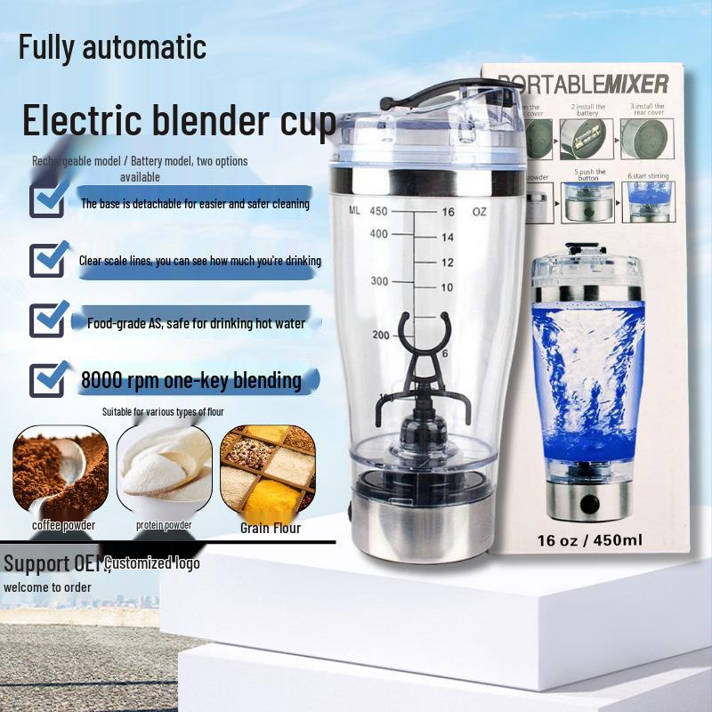 Rechargeable Electric Protein Shaker Cup – Fully Automatic with Custom Logo Options for Fitness Enthusiasts