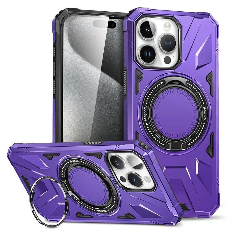 Neue Top Qualität Ring Ständer Halter Fall Für iPhone 15 11 12 13 14 Pro Max Magnetische Drahtlose Lade rüstung Harte PC Stoßfest Abdeckung