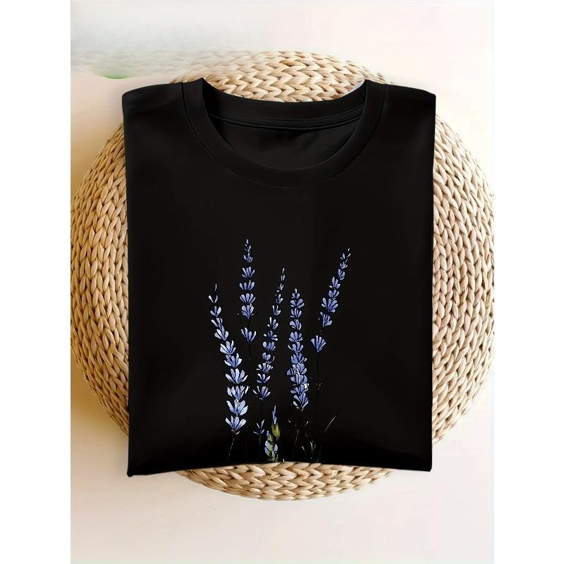 European Size Elegant Floral Print Women's  Short-Sleeve T-Shirt