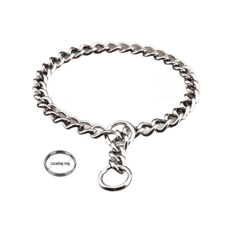 Stainless Steel P Chain Dog Collar & Leash for Large Dogs - Anti-Shock Training Pet Neck Collar