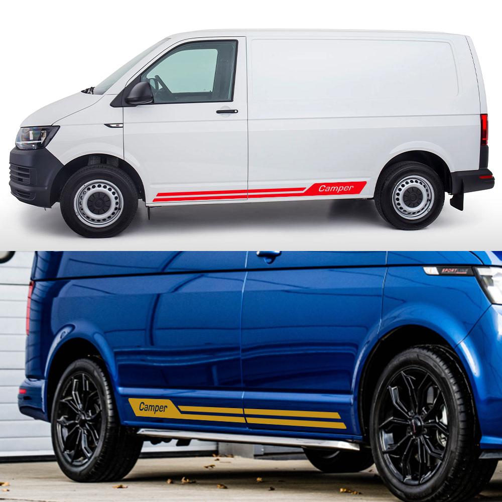Car Stickers Camper Van Double Side Stripes Graphics Vinyl Film Decals For Volkswagen VW Transporter T3 T4 T5 T6 Accessories