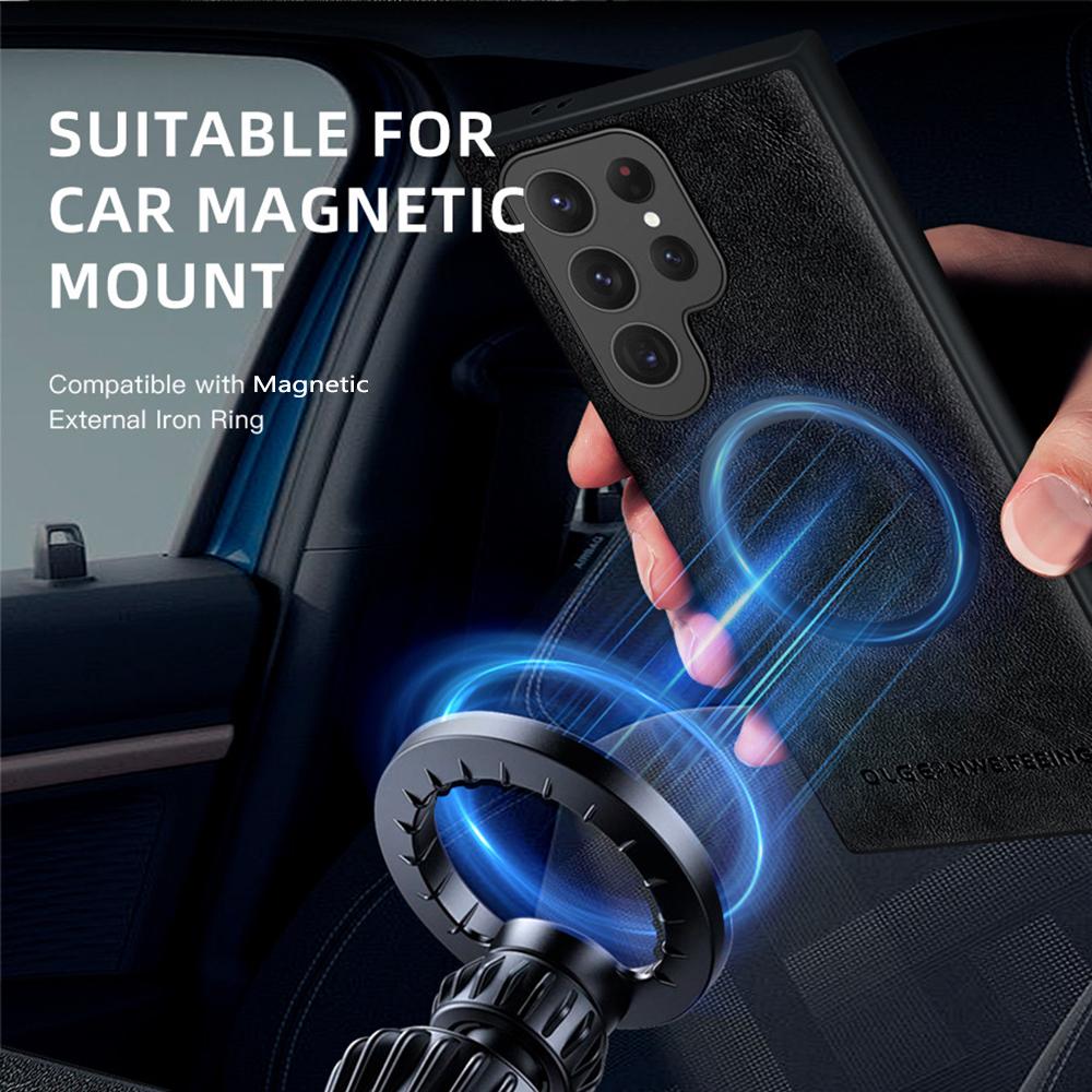 Magnetic Shockproof Cases For Samsung Galaxy S25 S24 S23 S21 FE S20 S22 Ultra Plus Retro Classic Leather For Magsafe Phone Case