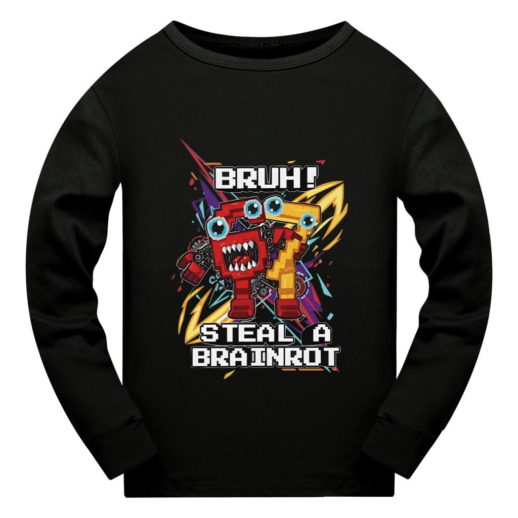 5227 Kids Boys Girls Steal a Brainrot 67 Six Seven Print Long Sleeves T-Shirt