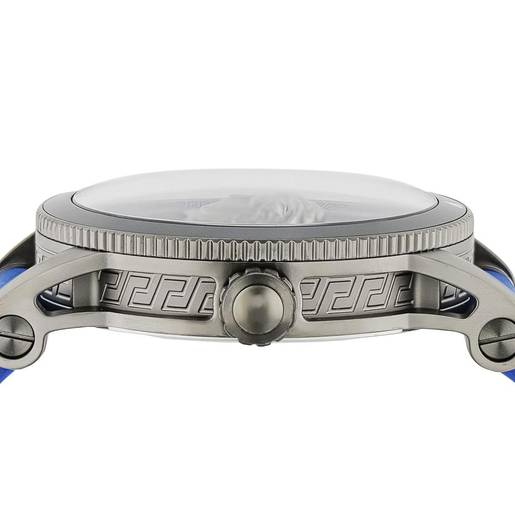 Watch Palazzo Black Dial Stainless Steel Sapphire Glass Quartz 43MM Swiss Watch VE2V00722 Blue [Versace] V-PALAZZO Men's [Item]