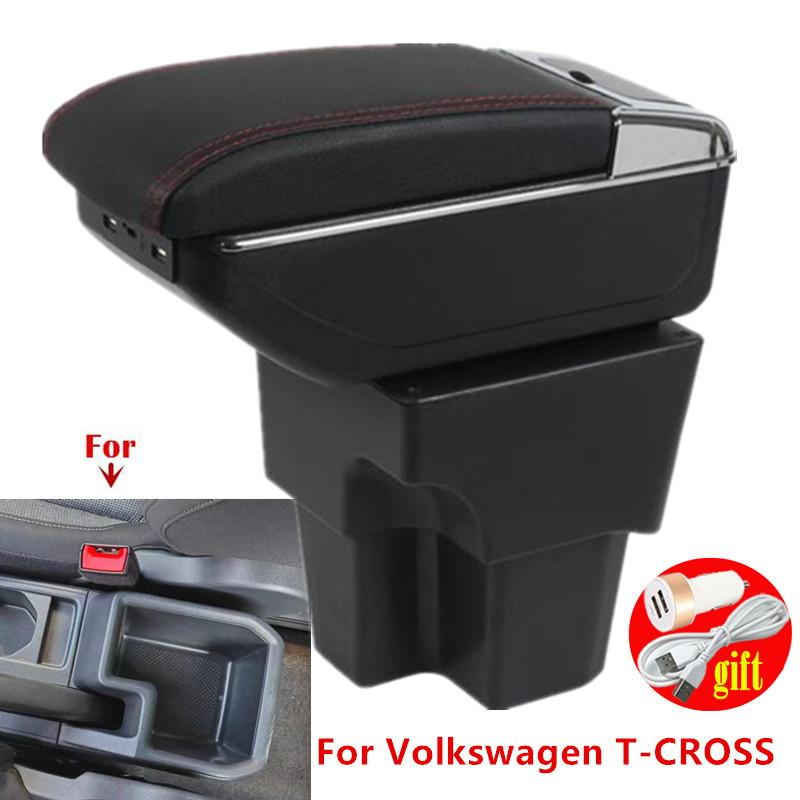 For Vw Tcross Armrest Box For Volkswagen T-CROSS Car Armrest Interior Center Storage Box USB Charging Car Accessories