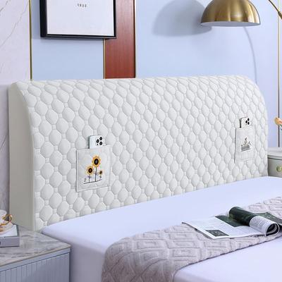Elastic Wrap 3D Quilted Cotton Headboard Covers Thicking Anti-collision Backrest Mat Pocket Storage Solid Color Dust Hood