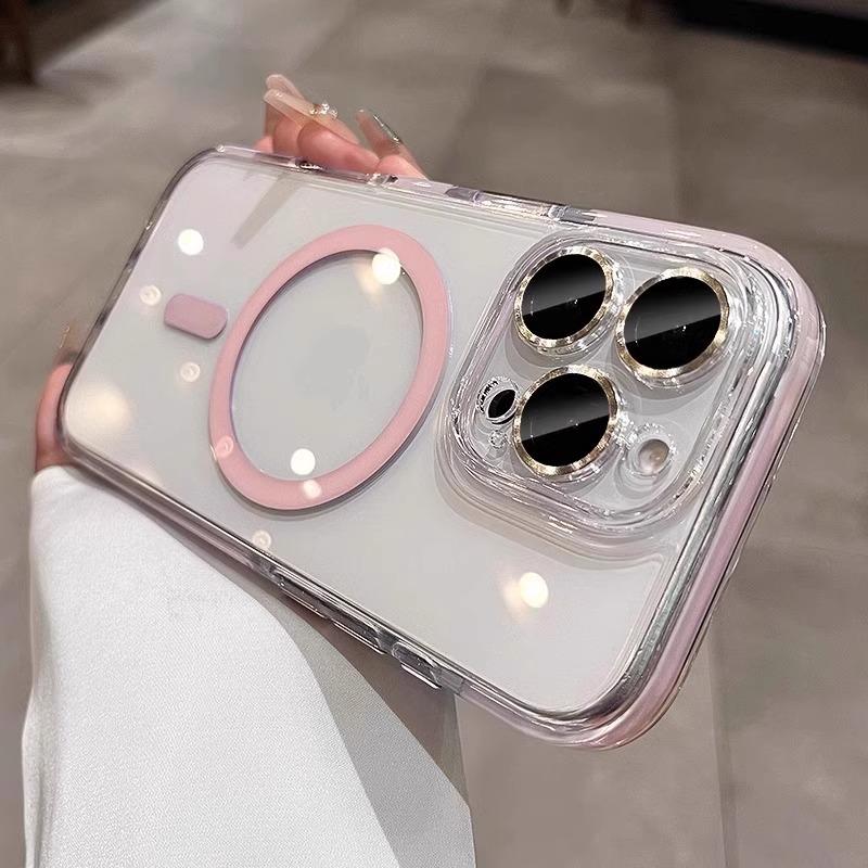 

Applicable To IPhone17 Magnetic Suction Phone Case Two Color Fine Hole Apple 16 ProMax Comes with Lens Anti Fall Protection Case iPhone13promax