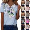 Sommer Oberteile für Damen Knopfleisten Blusen für Damen Elegant Lässig V-Ausschnitt T-Shirts