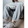 Women's Mid Rise Joggers Loose Fit Waffle Knit Casual Pants Harem Sweatpants Solid Color Trousers For Spring Daily Wear