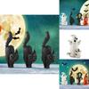 Charming Halloween Resin Ghost And Black Cat Pumpkin Ornament Perfect For Spooky Seasonal Decor