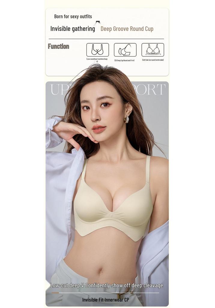 Southeast Asia Seamless Push-up Bra for Women: Boosts Small Bust with Fixed Cup & Cartoon Design for a Beautiful Back