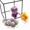 Cute Creative Grape Fruit Lace Bow Fur Ball Plush Doll Toy Keychain Pendant Bag Hanging Backpack Charm Car Keyring New Year Gift