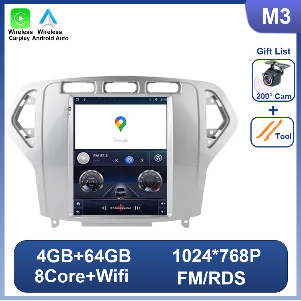 9.7 Inch Car Radio Android 14 For Ford Mondeo Mk4 Galaxy A/C 2007-2010 No 2 Din Stereo Head Unit Wireless Carplay GPS Navigation