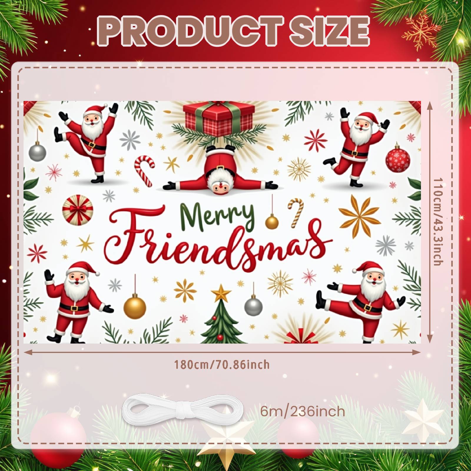 

Friends Gathering Backdrop Gold Star Accent Christmas Party Background Holiday Cheer Display Green Pine Branches For Indoor