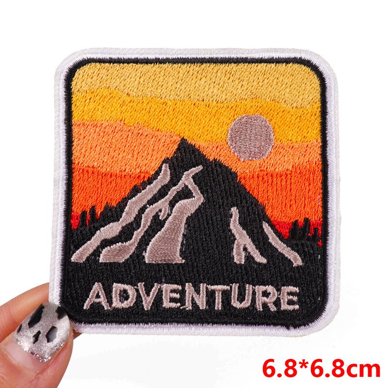 HOT MAM SUMMER Patch Outdoor Scenery Embroidered Patches For Clothes Iron On Patches For Clothing Backpack Embroidery Badges DIY