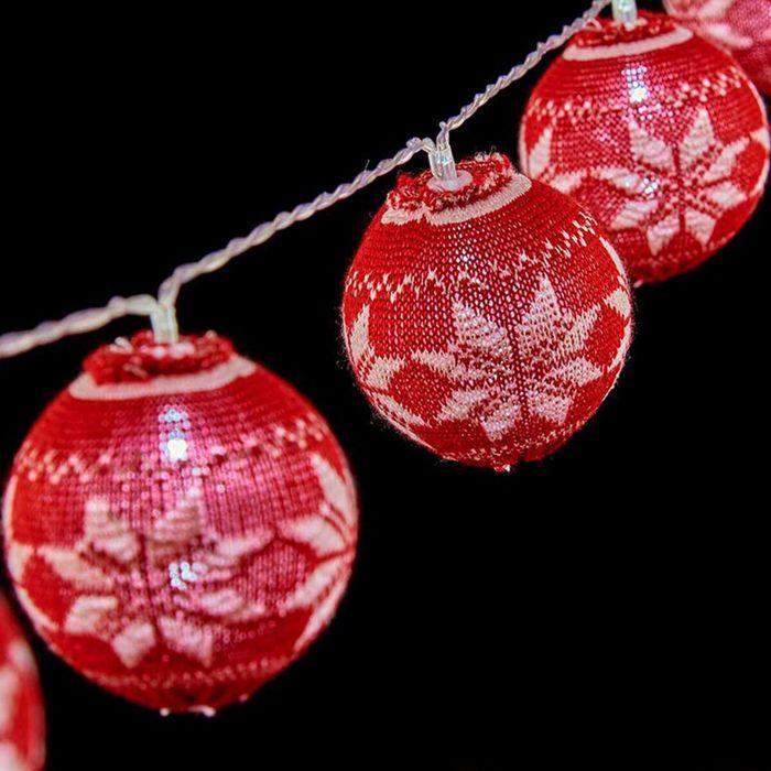 Guirlande de boules LED - KRIST+ - Krist+ - Blanc et rouge - 2 m - Ø 6 cm