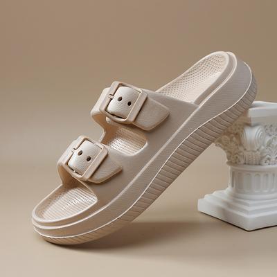Blød Sål Eva Sky Slippers Kvinder Sommer 2024 Dobbelt Spænde Pude Sandaler Kvinde Slides Flade Hæle Skridsikre Hjemme Flip-flops