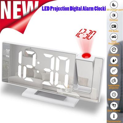 LED Digitální Budík Projekční Hodiny Projektor Stropní Hodiny s Zobrazením Času a Teploty Podsvícení Snooze Hodiny pro Domácnost