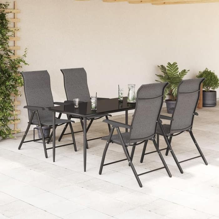 VidaXL Lot de 4 Chaises Pliables de Jardin, Sièges de Terrasse, Chaises de Balcon, Meubles de Patio Extérieur, Gris Résine 3270610