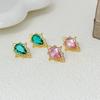 Light Luxury Elegant Chain Frame Hemming Water Drop-Shaped Zircon Hollow Stud Earrings Temperament Earrings