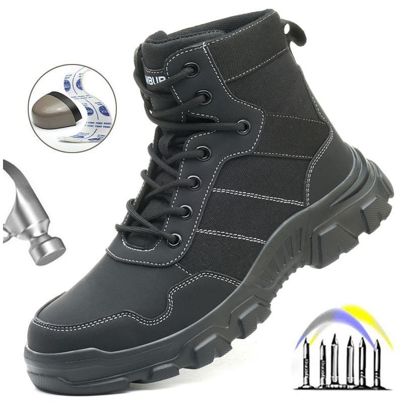 

Мужская защитная обувь со стальным подноском, водонепроницаемые, противоударные, устойчивые к проколам ботинки, удобная мягкая промышленная обувь для работы на открытом воздухе, обувь безопасности 39 чёрный