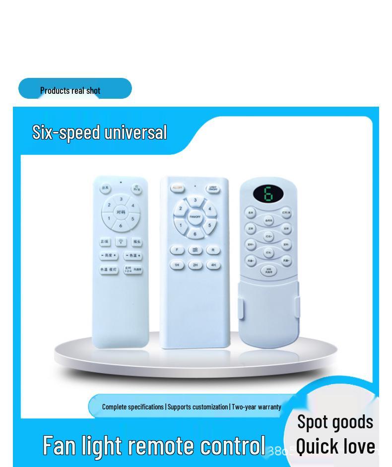 Universal 6-Speed DC Ceiling Fan Remote Kit with Timer & Light Control for Inverter Motor