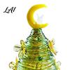 Christmas Tree with Colorful Dots Glazed Figurine Star Moon Decor Glass Rotating for Office Wire Wrapped Desk Mini Holiday Tabletop Ornament Unique