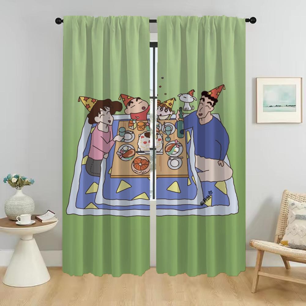 Crayon Curtains for Living Room Curtain Partition Shades Home Interior Curtains 2 Pieces Halloween Decoration Tulle for Bedroom